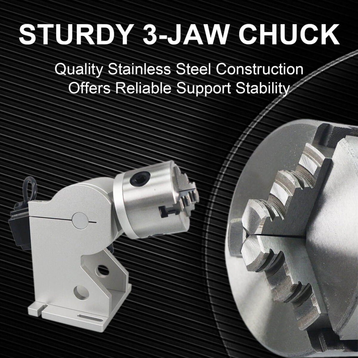 D80 3 Jaw Rotary Chuck for Laser Marking Machine - ComMarker
