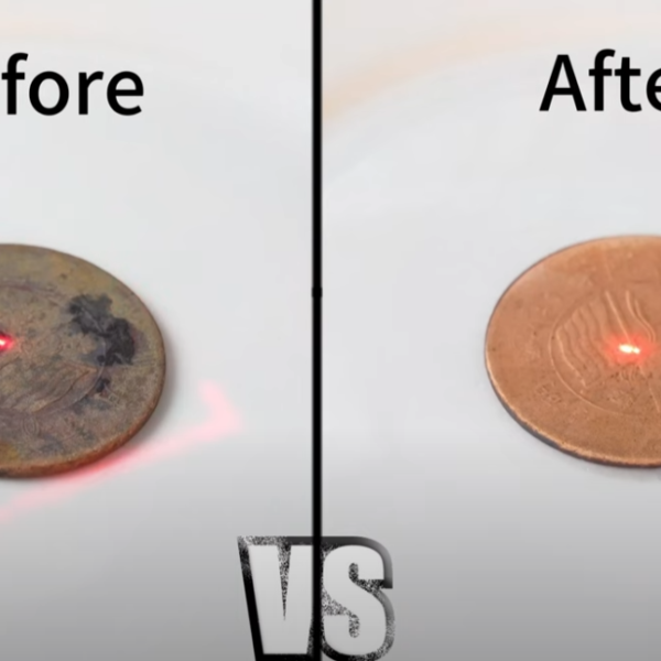 Rust removal on a coin by a fiber laser engraver
