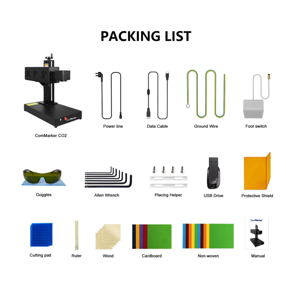 CO2 Laser Engravers packing list